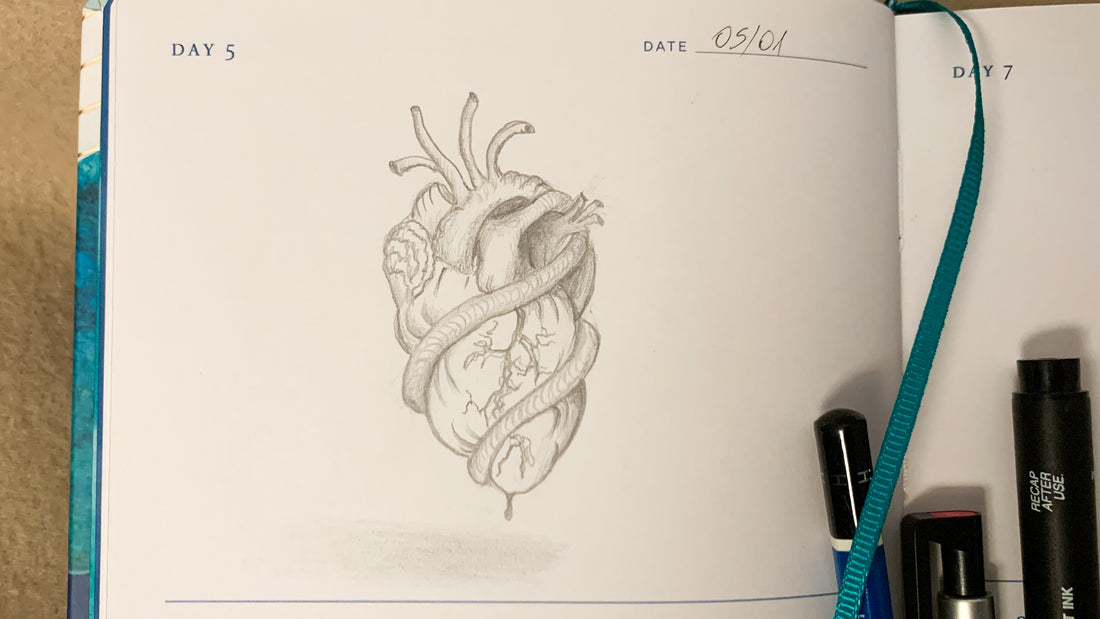 One Sketch A Day #5 - Heart Tied to Itself