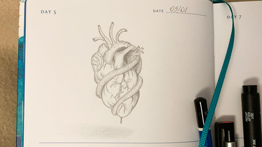 One Sketch A Day #5 - Heart Tied to Itself