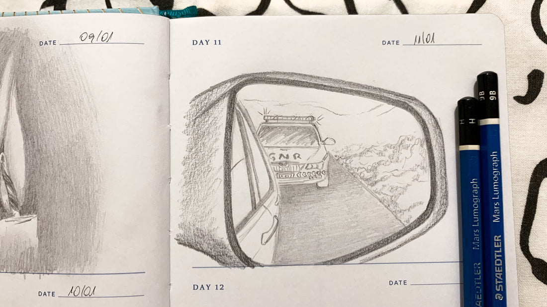 One Sketch A Day #11 - Reflections in the Rearview