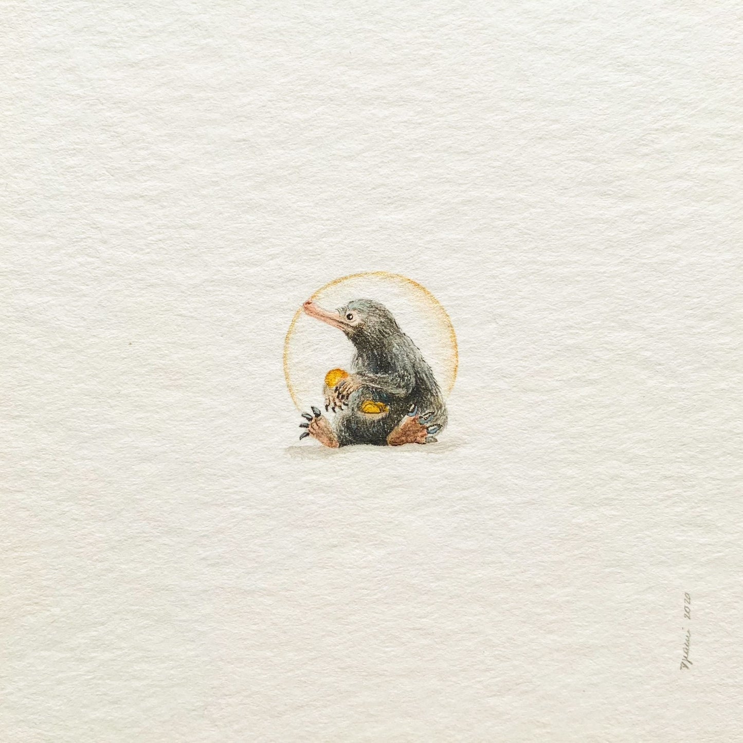 Art miniature à l’aquarelle « Niffler »